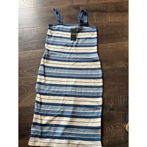 NWT! LAUREN Ralph Lauren Striped Knit Tank‎ Midi Dress Petite Blue White
